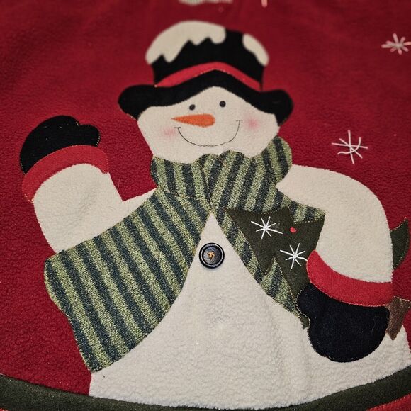 3D Quilted Applique Frosty The Snowman Christmas Tree Skirt Holiday Decor Cheery - Picture 4 of 6